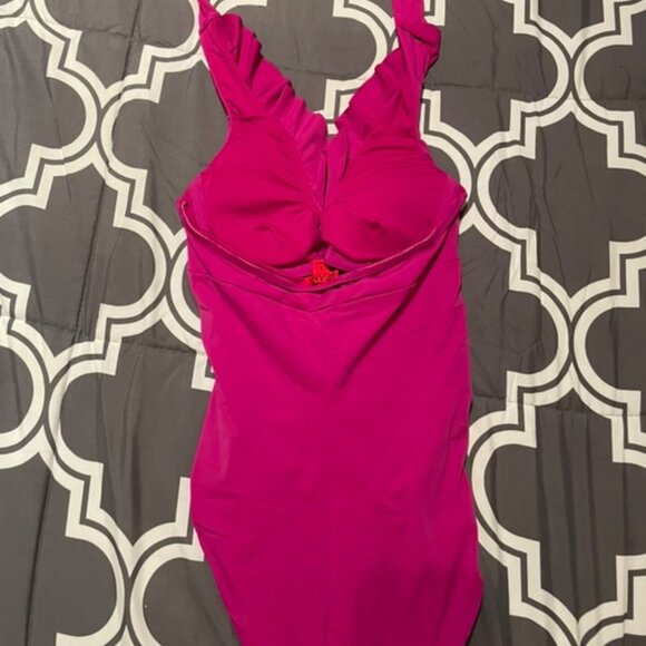 **SOLD**Women's Spanx Ruffled Pink Swimsuit - Picture 2 of 4